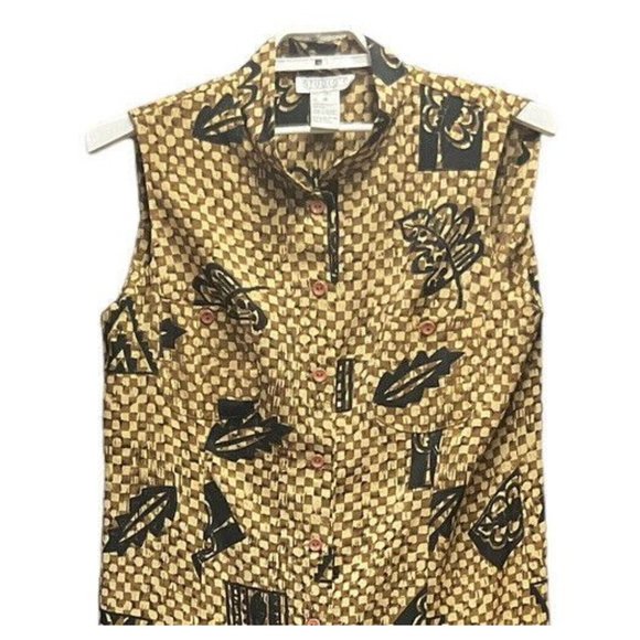 Studio C Woman’s Maxi Button Front Dress Size 18 Geometric Print Style 173152M - Picture 6 of 7